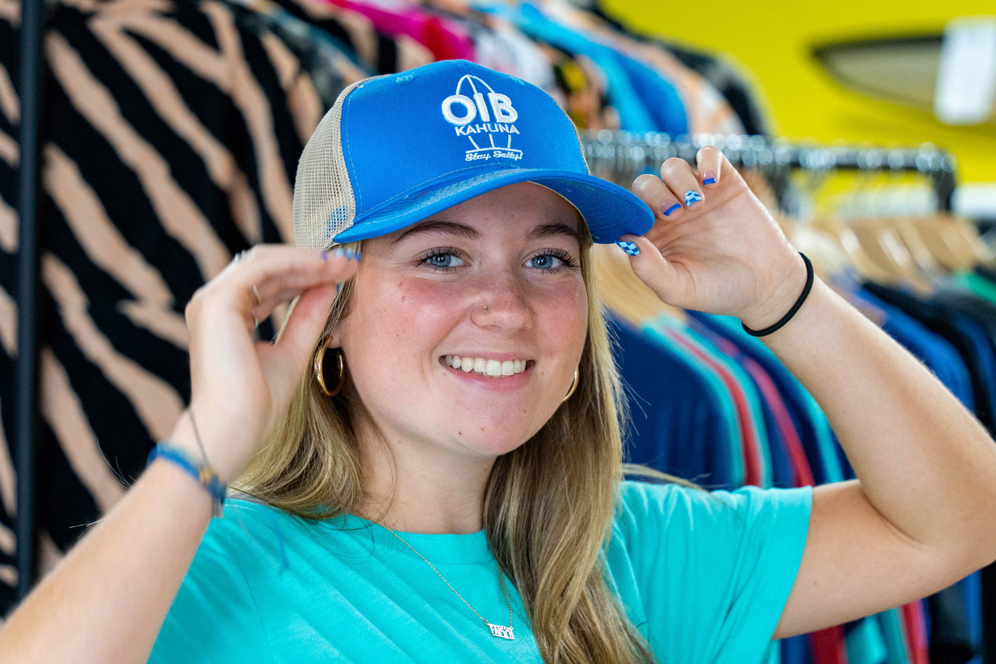 OIB Kahuna Surfboard Logo Trucker Hat