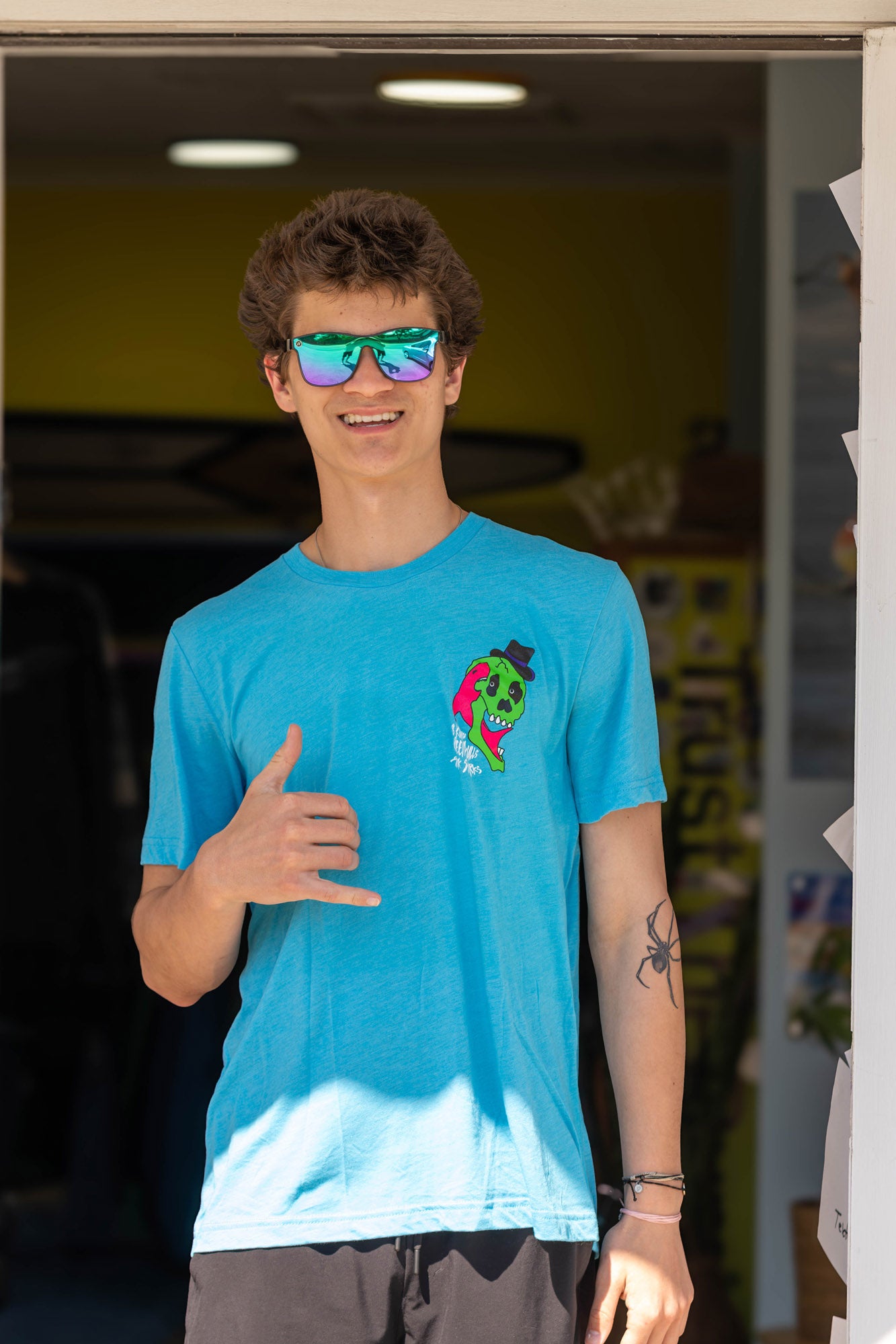 Green Skulls Pink Shark Top Hat design