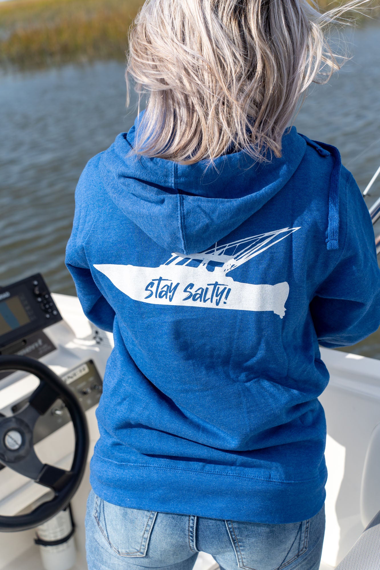 "Stay Salty!" Boat - Mid-weight Beach Hoodie
