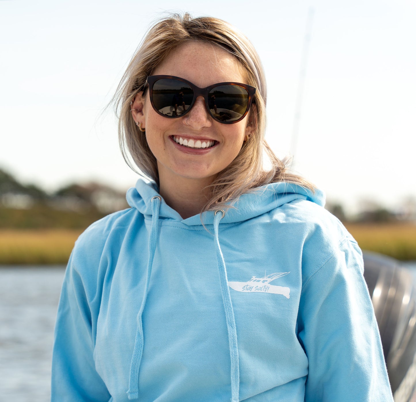 "Stay Salty!" Boat - Mid-weight Beach Hoodie