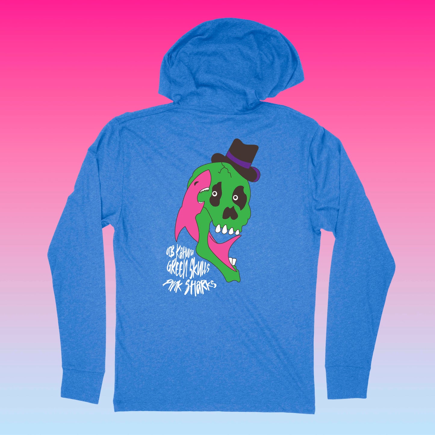 Green Skulls, Pink Sharks "Top Hat" KA-Hoodie