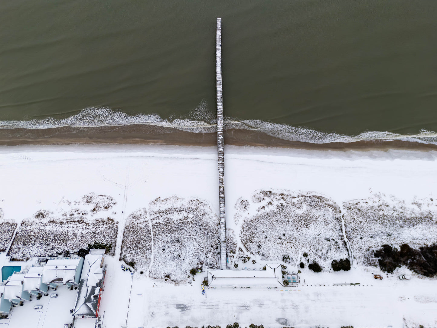 SNOW at Ocean Isle Beach Glass Prints