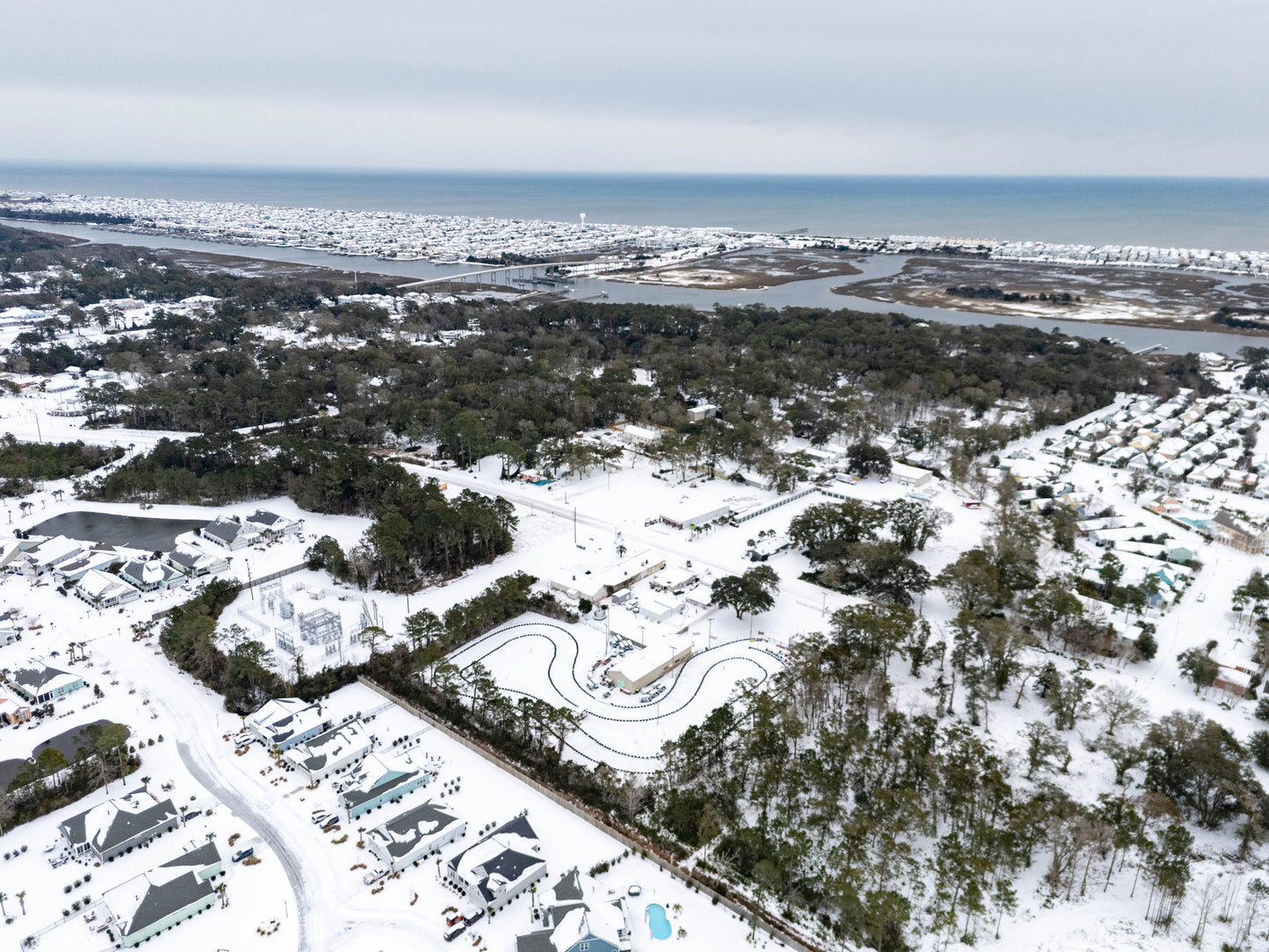 SNOW at Ocean Isle Beach Glass Prints