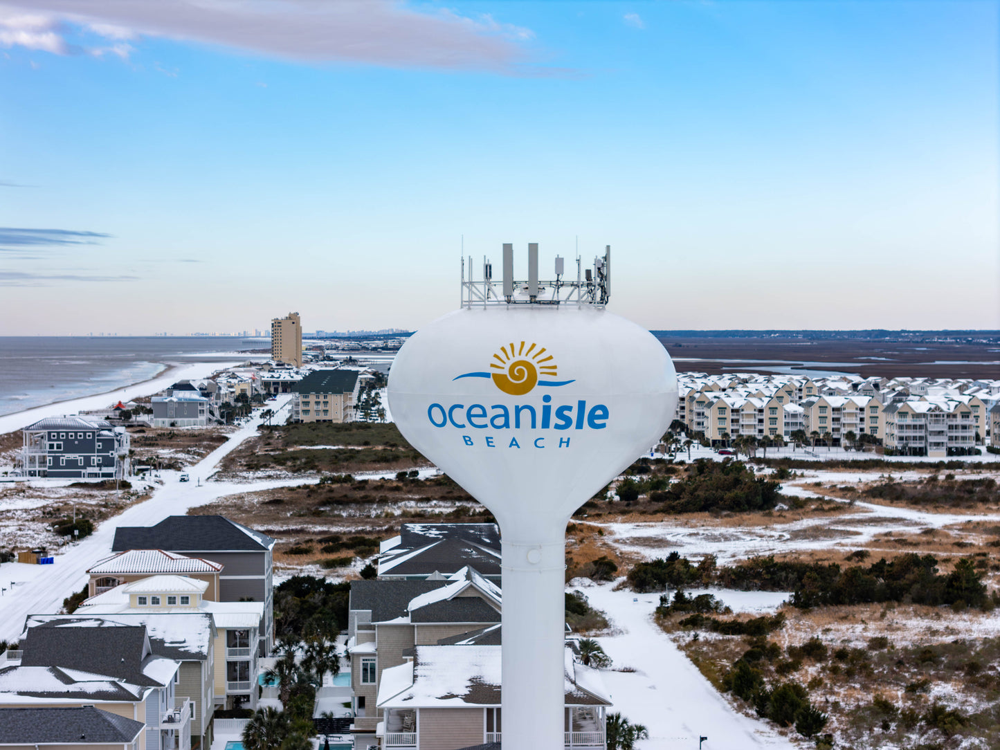 SNOW at Ocean Isle Beach Glass Prints