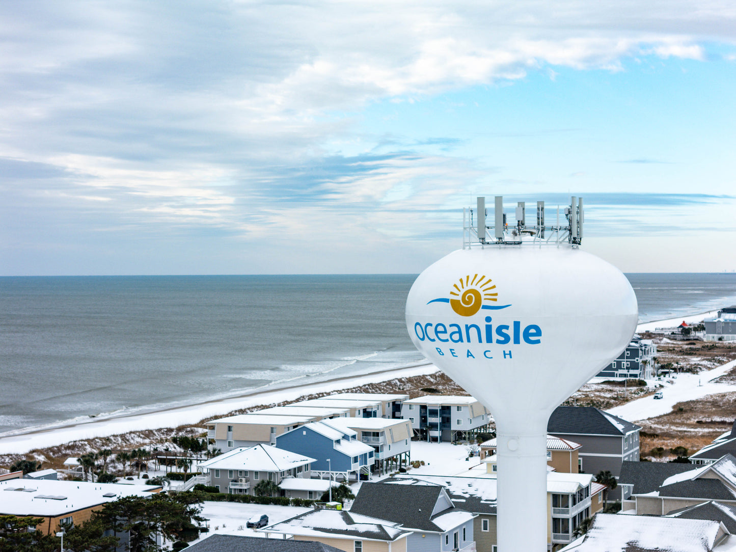 SNOW at Ocean Isle Beach Glass Prints