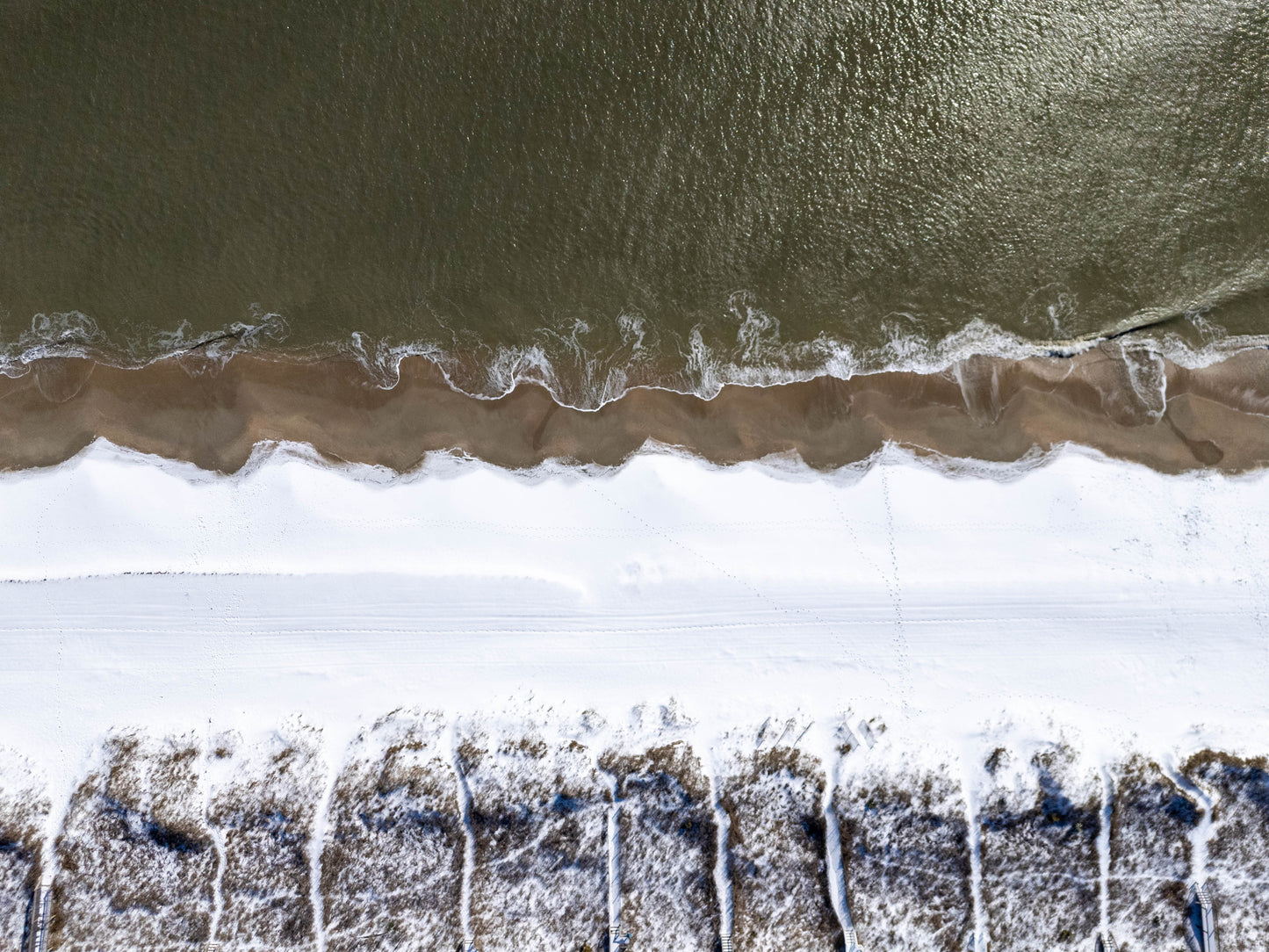 SNOW at Ocean Isle Beach Glass Prints