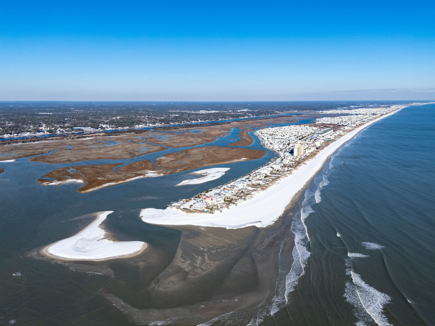 SNOW at Ocean Isle Beach Glass Prints