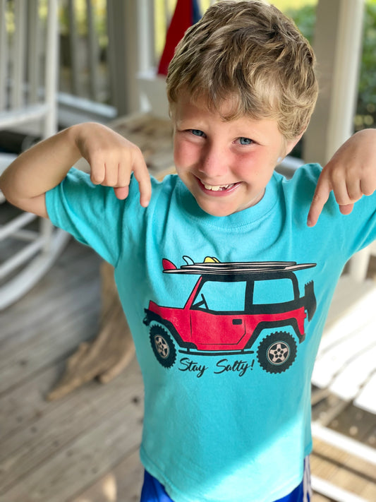 KIDS / YOUTH "Stay Salty!" Surf Jeep Tee